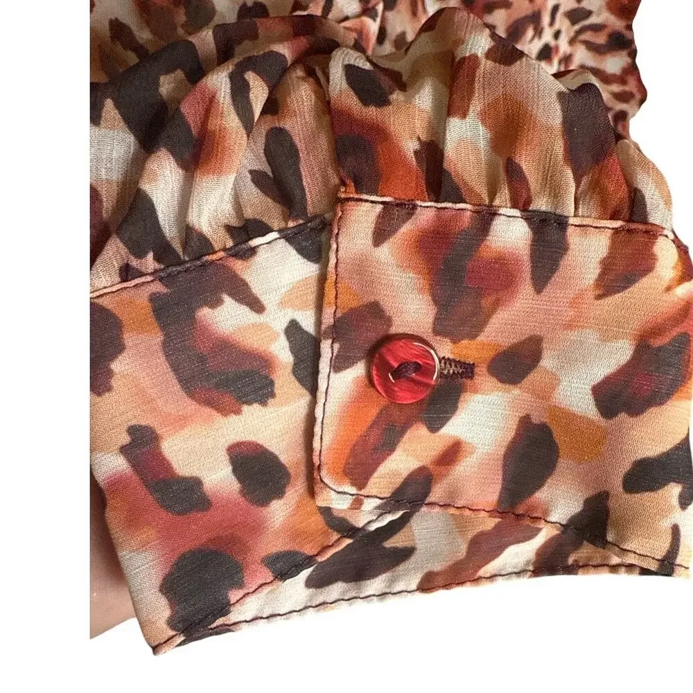 Liverpool Los Angeles Watercolor Animal Print Blouse Smocked Hem Sz Medium NWT - Picture 7 of 10